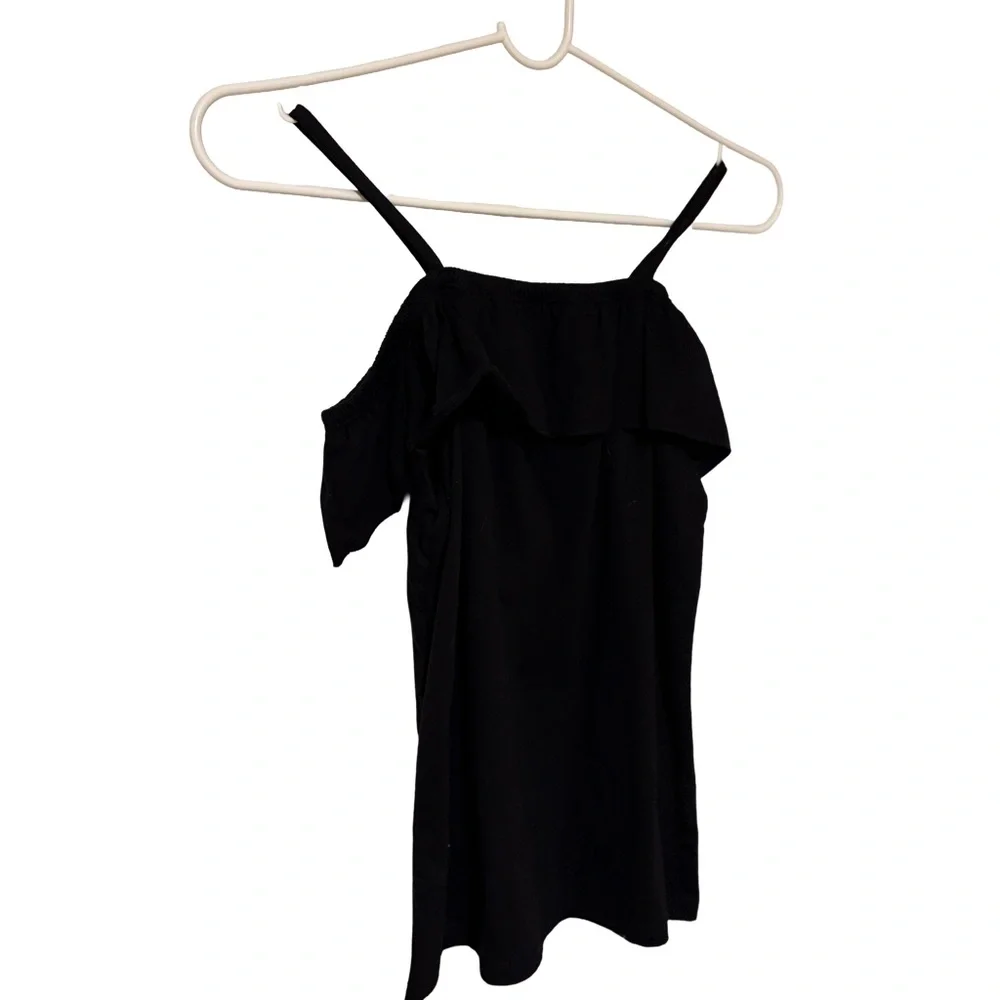 NWT The Children’s Place girl’s black draped shoulder top 10/12
